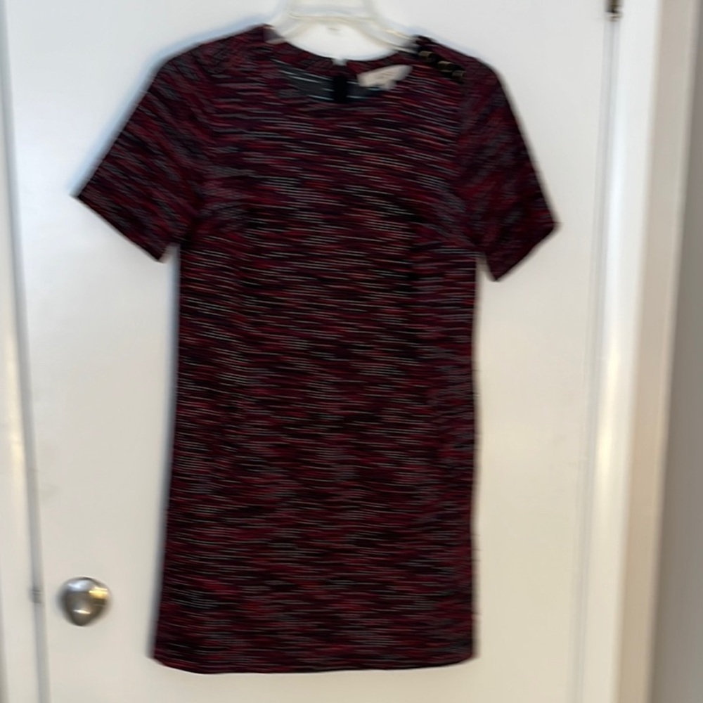 LOFT Stylish Red and Black Short Sleeve Dress Sz S